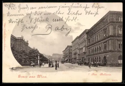 AK Wien, Bellaria mit Strassenbahn