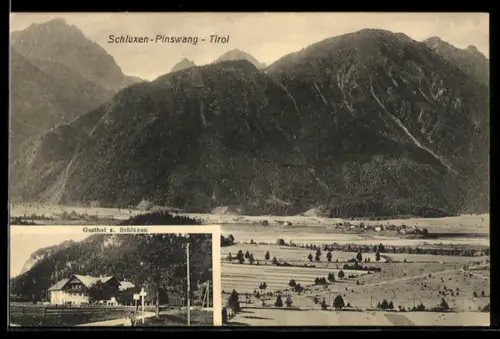 AK Schluxen-Pinswang /Tirol, Gasthof z. Schluxen, Panorama