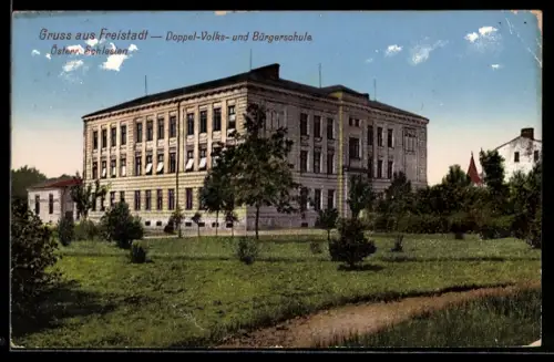 AK Freistadt /Österr. Schlesien, Doppel-Volks- und Bürgerschule