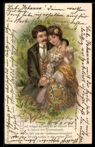 AK Elegantes Liebespaar mit Goldakzenten