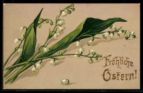 AK Maiglöckchen-Zweige, Fröhliche Ostern!