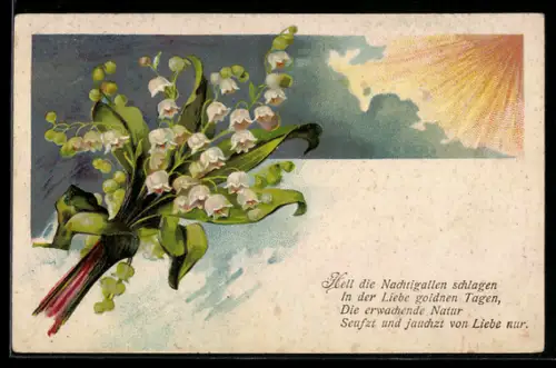 AK Maiglöckchen und Sonnenschein verkünden die erwachende Natur