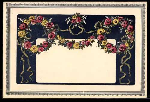 AK Drei Rosenkränze mit verschiedenfarbigen Blüten