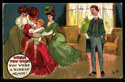 AK Frau verhätschelt einen Jungen, Erotik