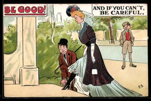 AK Elegante Dame steigt über Stufe, Erotik