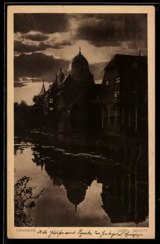 AK Nürnberg, Synagoge auf der Insel Schütt