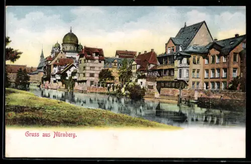 AK Nürnberg, Synagoge auf der Insel Schütt