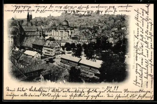 AK Nürnberg, Panorama mit Synagoge und Gewerbemuseum