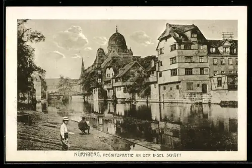 AK Nürnberg, Synagoge auf der Insel Schütt