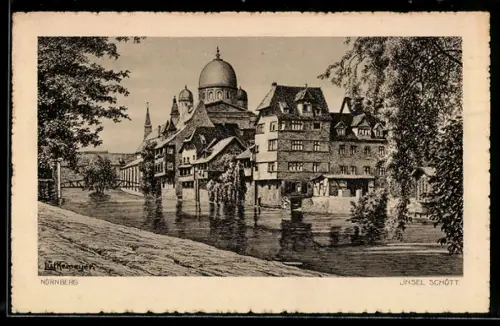 AK Nürnberg, Insel Schütt, Synagoge