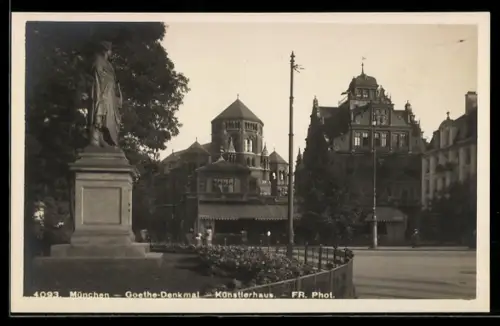 AK München, Goethe-Denkmal, Künstlerhaus und Synagoge