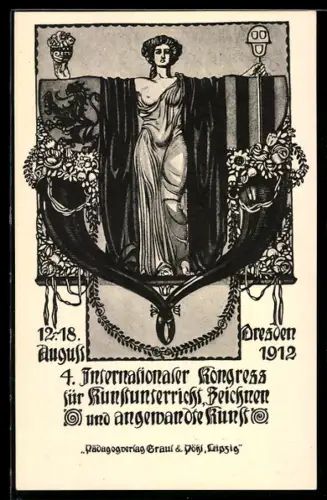 AK Dresden, 4. Internationaler Kongress für Kunstunterricht, Zeichnen und angewandte Kunst 1912, Jugendstil