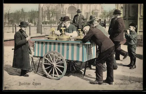 AK Berlin, Berliner Typen, Mann verkauft Vanille- und Himbeereis