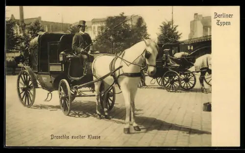 AK Berlin, Berliner Typen, Droschke zweiter Klasse