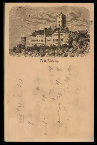 Vorläufer-Lithographie Ganzsache PP6 F154: Eisenach, 1883, Die Wartburg