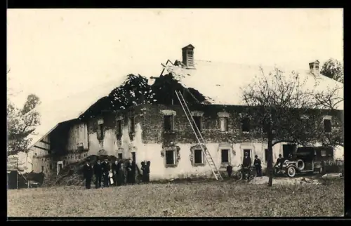 Foto-AK Eberstalzell, Haus nach einem Brand