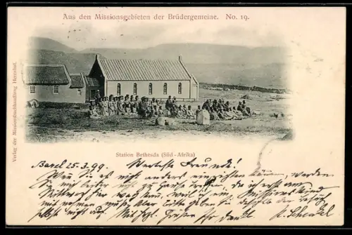 AK Bethesda, Missionsgebiete der Brüdergemeinde, Menschenmenge vor der Station
