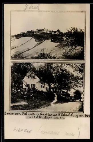 AK Spielfeld, Schunter`s Gasthaus Platschberg an der Staatsgrenze