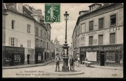 AK Villejuif /Seine, Place du Christ et rue du Moutier