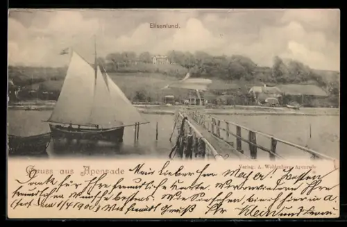 AK Apenrade, Segelboot am Steg