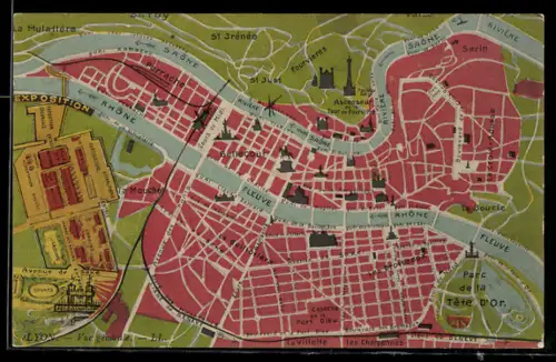 AK Lyon, Stadtplan