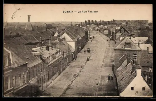 AK Somain, La Rue Pasteur
