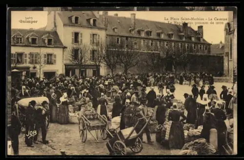 AK Quimper, La Place Saint-Mathieu, La Caserne, Le Marché aux pommes de terre