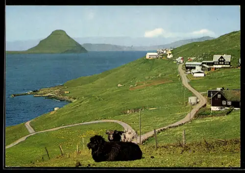 AK Velbastað, Village Velbastað, Koltur and Vágoy in background