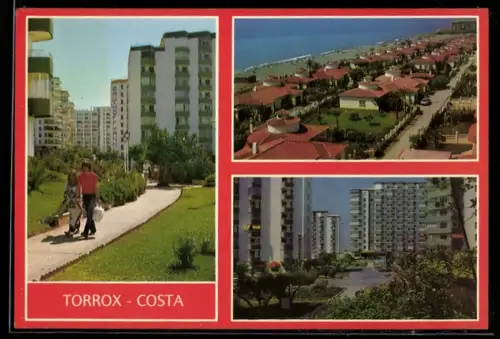 AK Málaga, Torrox-Costa, Strand, Promenade und Bungalows