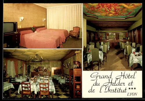 AK Lyon, Grand Hôtel du Helder et de l`Institut, Rue de Marseille 38, Vues du Bar, le Restaurant