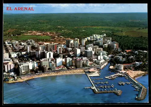 AK El Arenal /Mallorca, Luftaufnahme von Strand, Promenade und Yachthafen