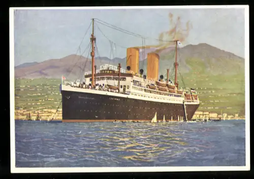 AK Passagierschiff Sierra Cordoba des Norddeutschen Lloyd Bremen ankert vor der Küste