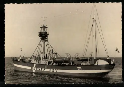 Foto-AK Dänisches Feuerschiff Gedser Rev ankert auf Position