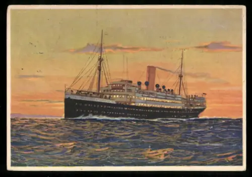 AK Passagierschiff Lützow vom Norddeutschen Lloyd Bremen in der Abenddämmerung