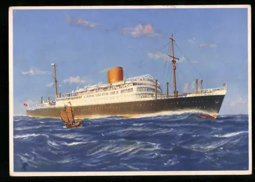 AK Passagierschiff Scharnhorst des Norddeutschen Lloyd Bremen hohe Fahrt laufend