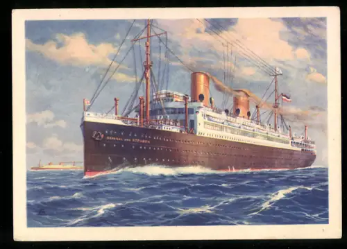 AK Passagierschiff General von Steuben vom Norddeutschen Lloyd Bremen auf hoher See