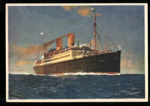 AK Passagierschiff Berlin Norddeutscher Lloyd Bremen schnelle Fahrt laufend