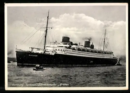 AK Passagierschiff Bremen des Norddeutschen Lloyd im Hafen