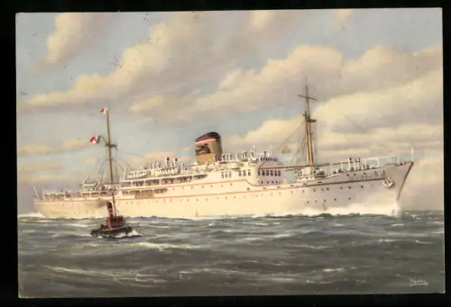 Künstler-AK Passagierschiff Adriatica der Société de Navigation auf hoher See