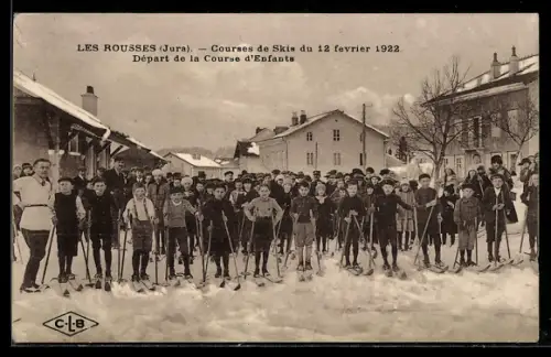 AK Les Rousses /Jura, Courses de Skis du 12 fevrier 1922, Départ de la Course d`Enfants