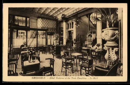 AK Grenoble, Hôtel Moderne et des Trois Dauphins, Le Hall