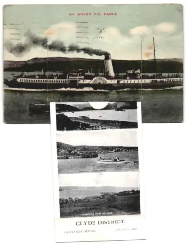 Leporello-AK Passagierschiff P.S. Eagle, Kyles of Bute, Ardrishaig looking north, Ardbig Rothesay