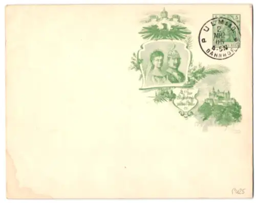 Dekorativer Brief mit Portrait von Wilhelm II. und Auguste Victoria, Ganzsache