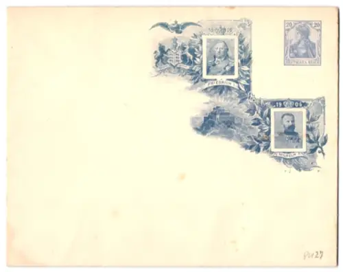 Dekorativer Brief Württemberg, Jubiläum 1906, Friedrich I. und Wilhelm II., Wappen, Ganzsache