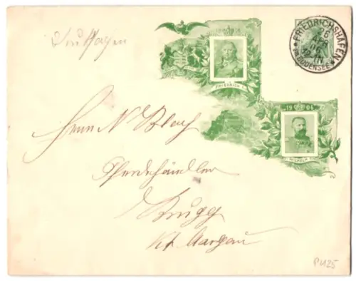 Dekorativer Brief Württemberg, Regierungsjubiläum 1906, Wilhelm II. und Friedrich I., Ganzsache