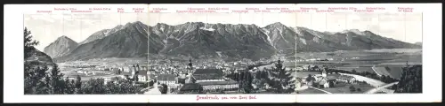 Klapp-AK Innsbruck, Gesamtansicht vom Berg Isel aus