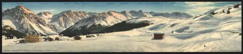 Klapp-AK Arosa, Sporthotel Hof Maran, Panorama mit Alpen und Skipiste