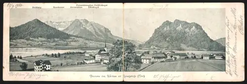 Klapp-AK Walchsee im Kaisergebirge, Panorama mit Habberg, Rosskaiser und Jovenspitze