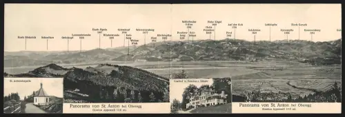Klapp-AK St. Anton bei Oberegg, Panorama mit St. Antonskapelle, Hoch Häderich und Schneiters