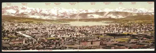 Klapp-AK Zürich, Panorama mit Alpen